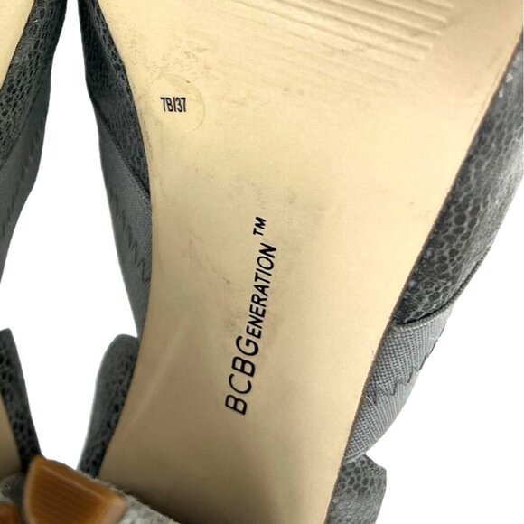 BCBGeneration Angelique Platform Stiletto Heels Size 7 Steel Grey Ash Open Toe - Picture 7 of 7